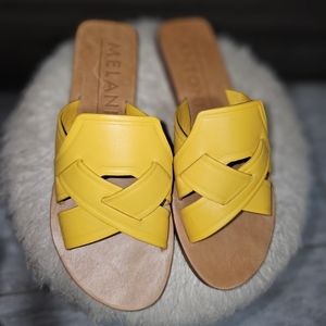 Antonio Melani, leather flat sandals, size 6M , mustard color.